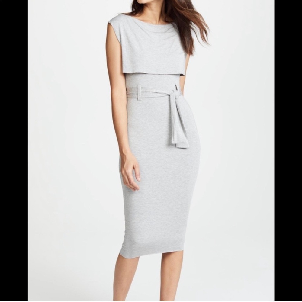 BAILEY 44 NWT XS DROP OUT BODYCON MIDI DRESS GRAY